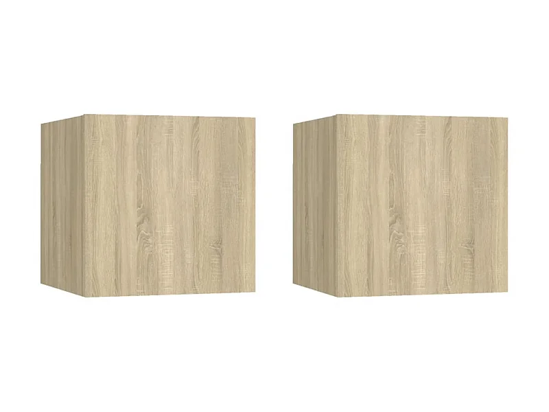 Lot de 2 Tables de chevet Chêne sonoma 30,5x30x30 cm Aggloméré GHR43767