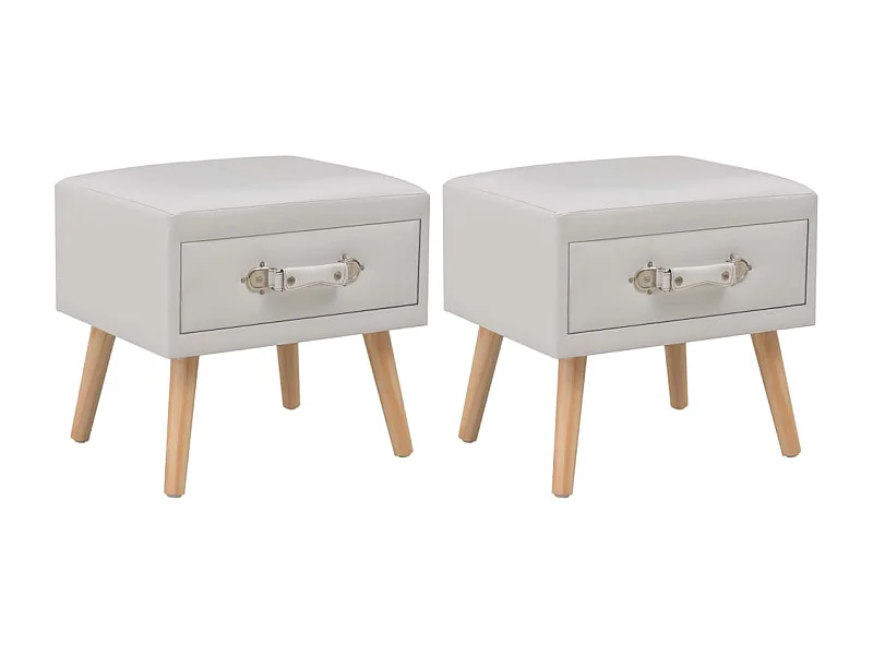 Mesas-de-cabeceira 2 pcs 40x35x40 cm couro artificial branco PT55125