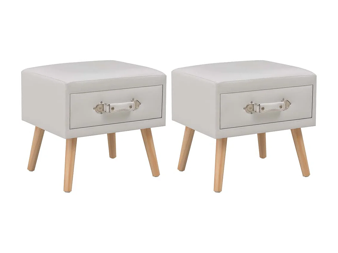 Mesas-de-cabeceira 2 pcs 40x35x40 cm couro artificial branco PT55125