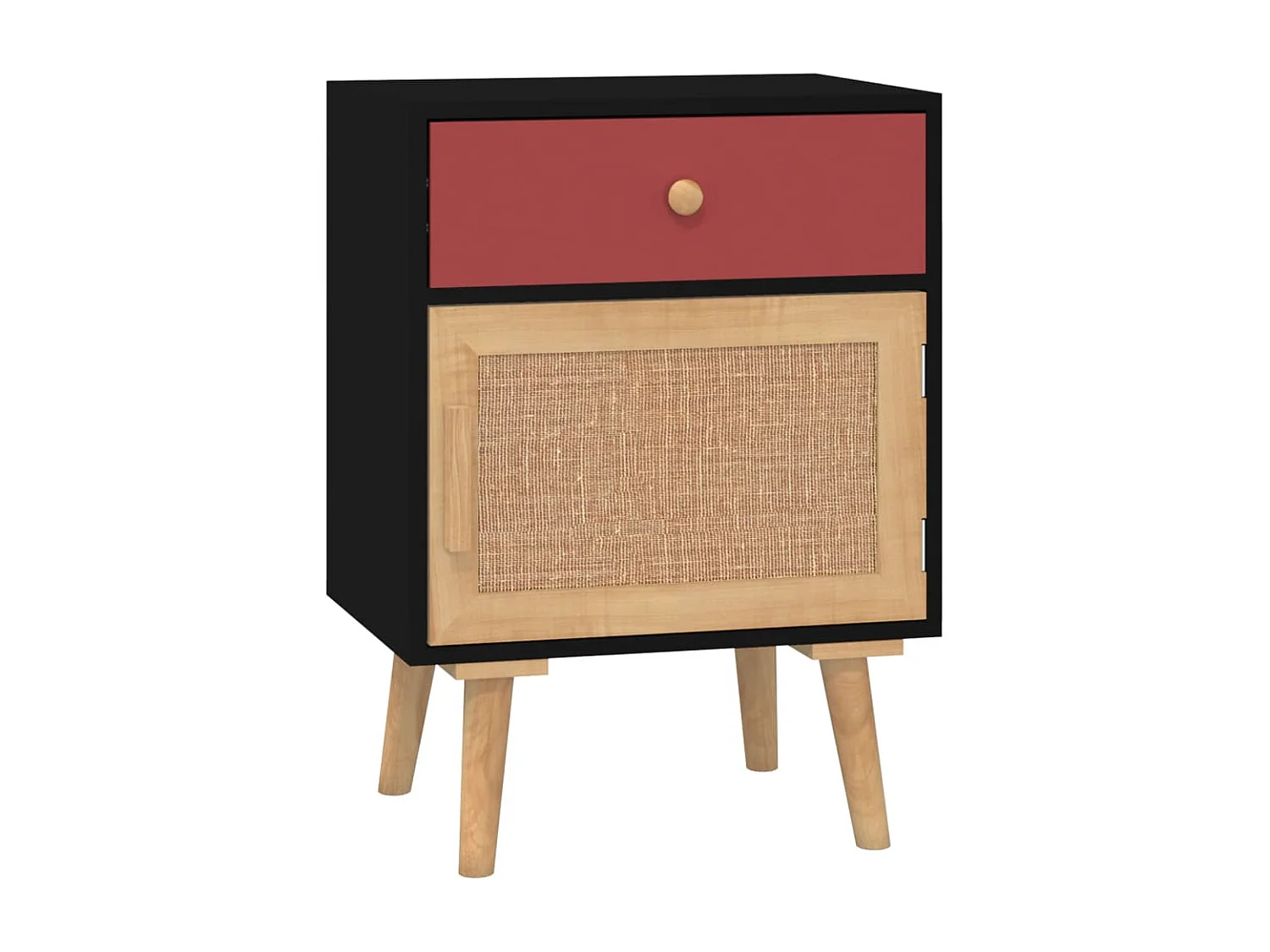 Lot de 2 Tables de chevet noir 40x30x55 cm bois d'ingénierie GHR29385