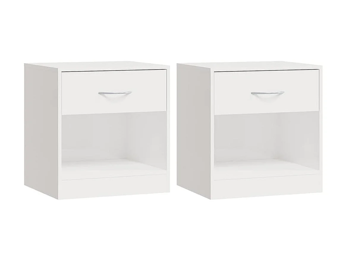 Lot de 2 Tables de chevet avec tiroir Blanc brillant GHR84312