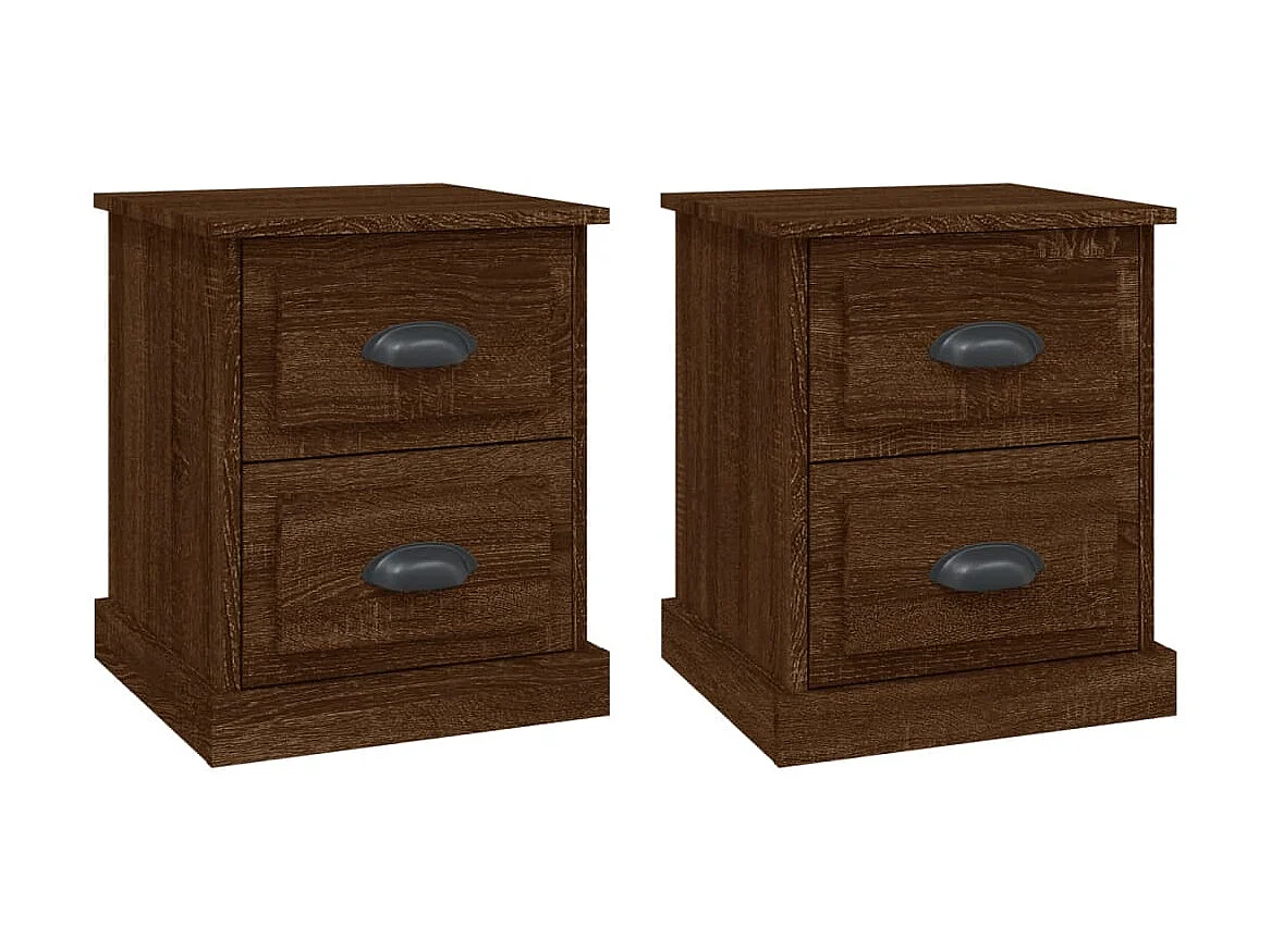 Lot de 2 Tables de chevet chêne marron 39x39x47,5cm bois ingénierie GHR95416