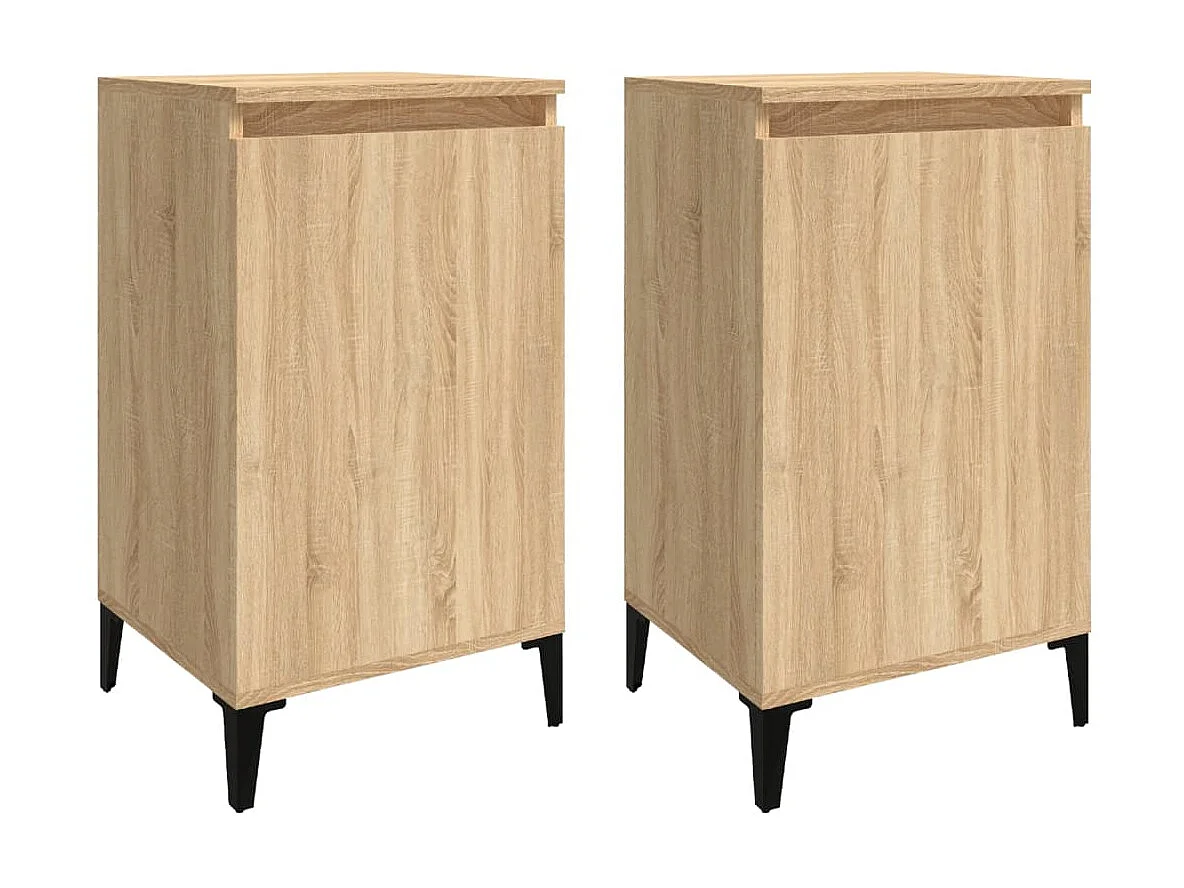 Lote de 2 Mesitas de noche madera contrachapada roble 40x35x70 cm ES72711