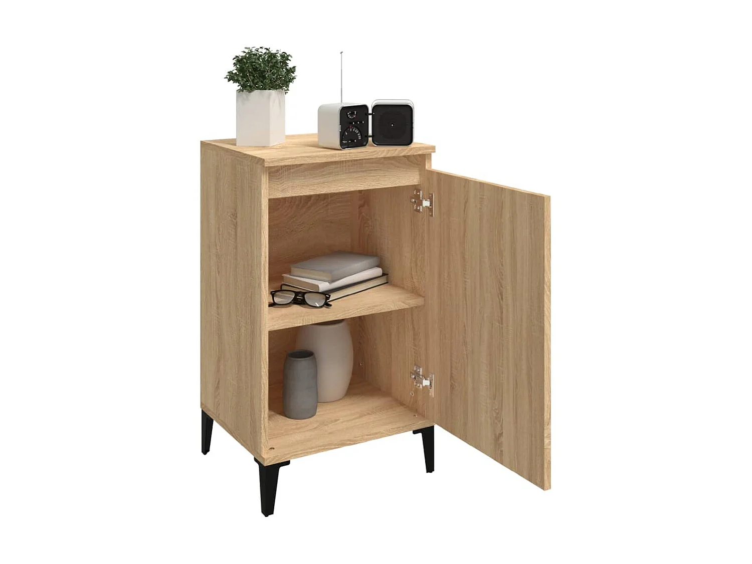 Lote de 2 Mesitas de noche madera contrachapada roble 40x35x70 cm ES72711