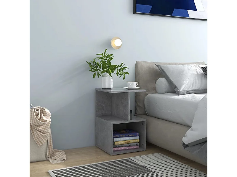 Lot de 2 Tables de chevet Gris béton 35x35x55 cm Aggloméré GHR93017