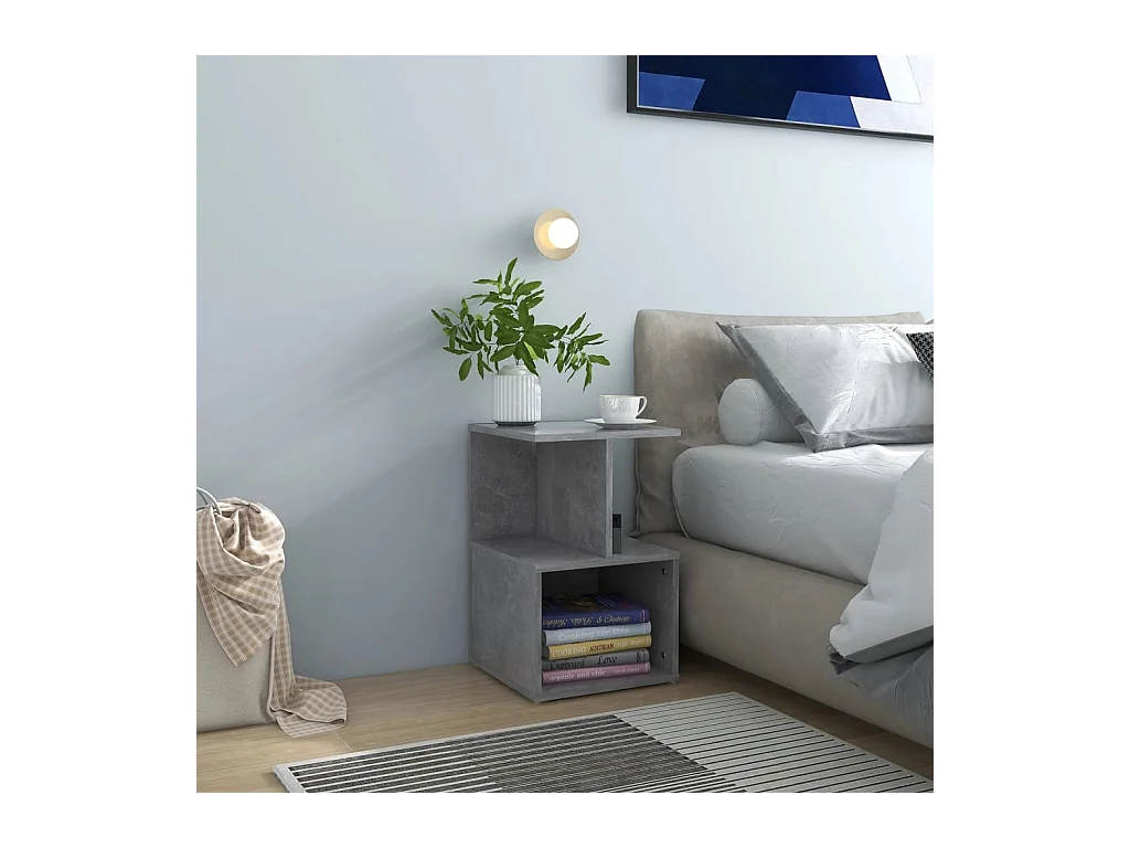 Lot de 2 Tables de chevet Gris béton 35x35x55 cm Aggloméré GHR93017