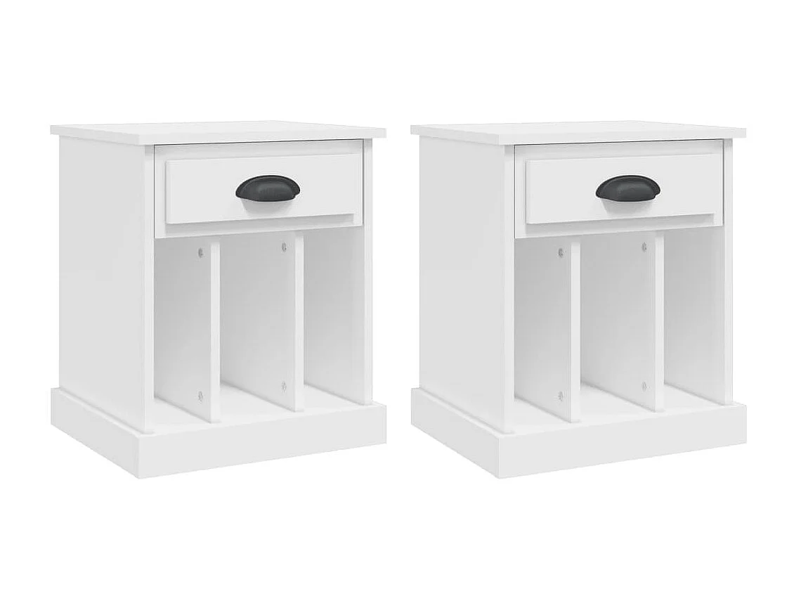 Lot de 2 Tables de chevet blanc 43x36x50 cm GHR43457
