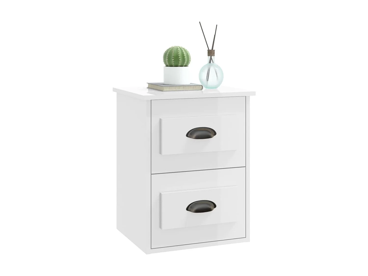 Nachtkastjes 2 st wandgemonteerd 41,5x36x53 cm hoogglans wit NL53092