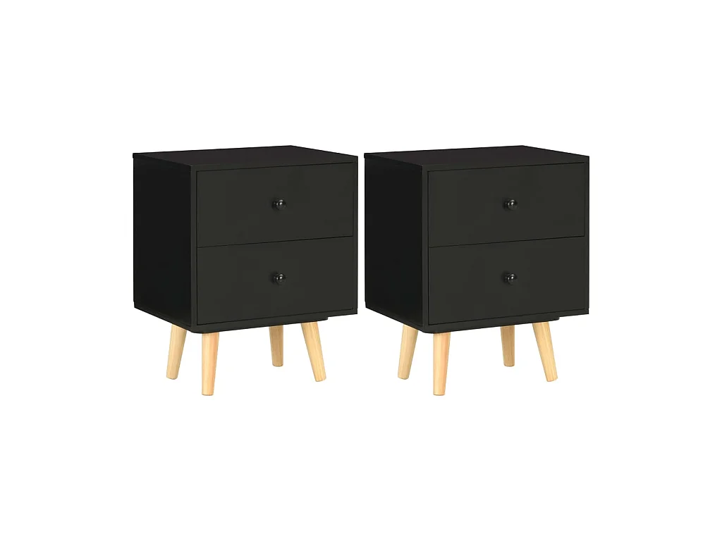 Lot de 2 Tables de chevet Noir 40 x 30 x 50 cm Pin massif GHR83984