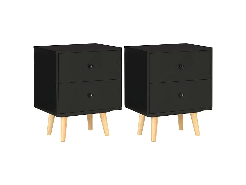 Lote de 2 Mesitas de noche madera maciza pino negro 40x30x50cm ES66936