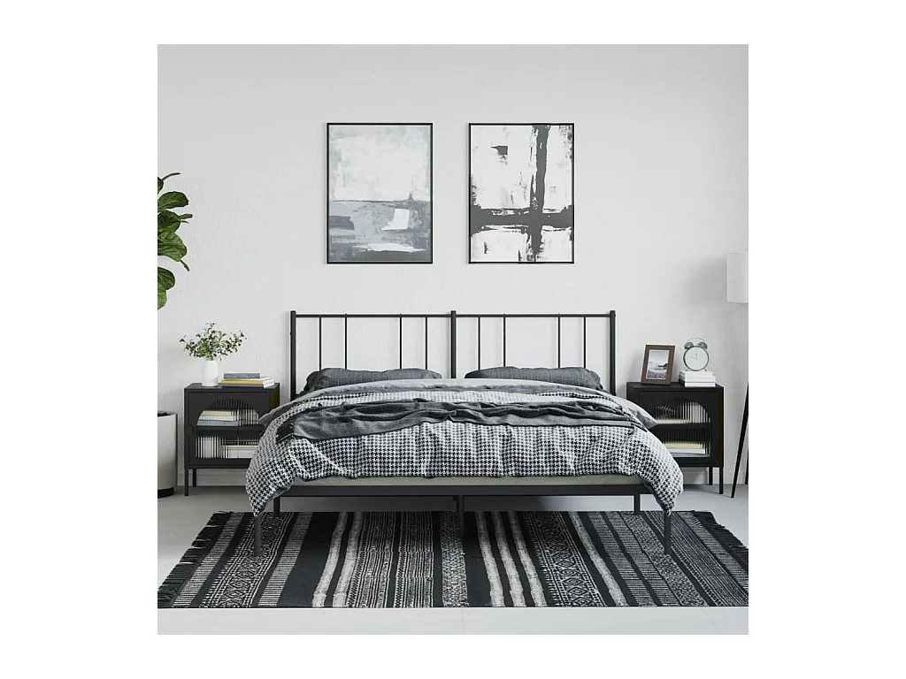 Lot de 2 Tables de chevet noir 50x35x60 cm verre et acier GHR29337