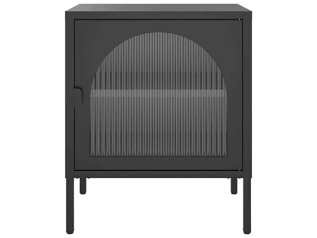 Lot de 2 Tables de chevet noir 50x35x60 cm verre et acier GHR29337