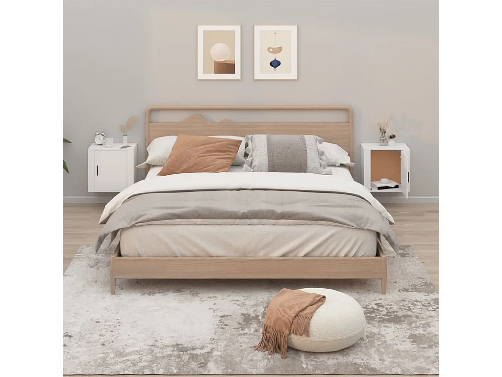 Nachtkastjes 2 st wandgemonteerd 50x30x47 cm wit NL26974