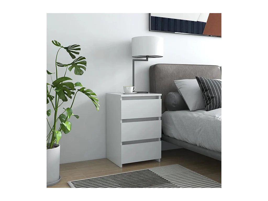 Lot de 2 Tables de chevet Blanc 40x35x62,5 cm Aggloméré GHR77542
