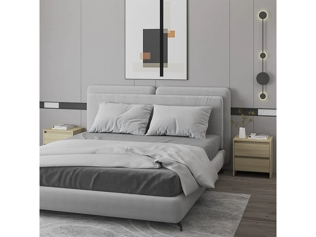 Lote de 2 Mesitas de noche madera ingeniería roble Sonoma ES75771