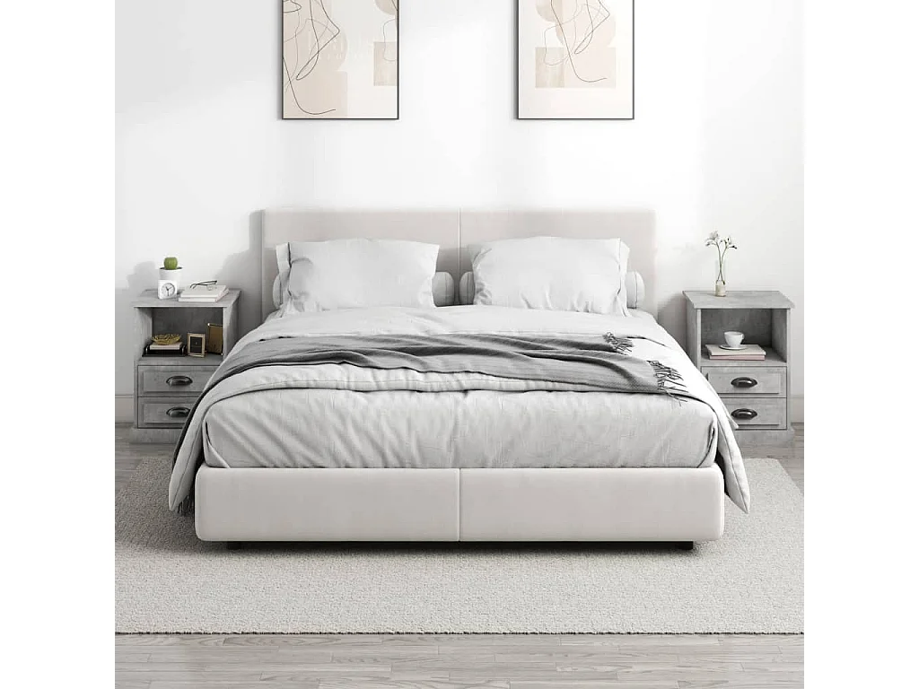 Lote de 2 Mesitas de noche gris hormigón 43x36x60 cm ES27121