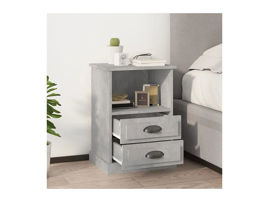 Lot de 2 Tables de chevet gris béton 43x36x60 cm GHR73244