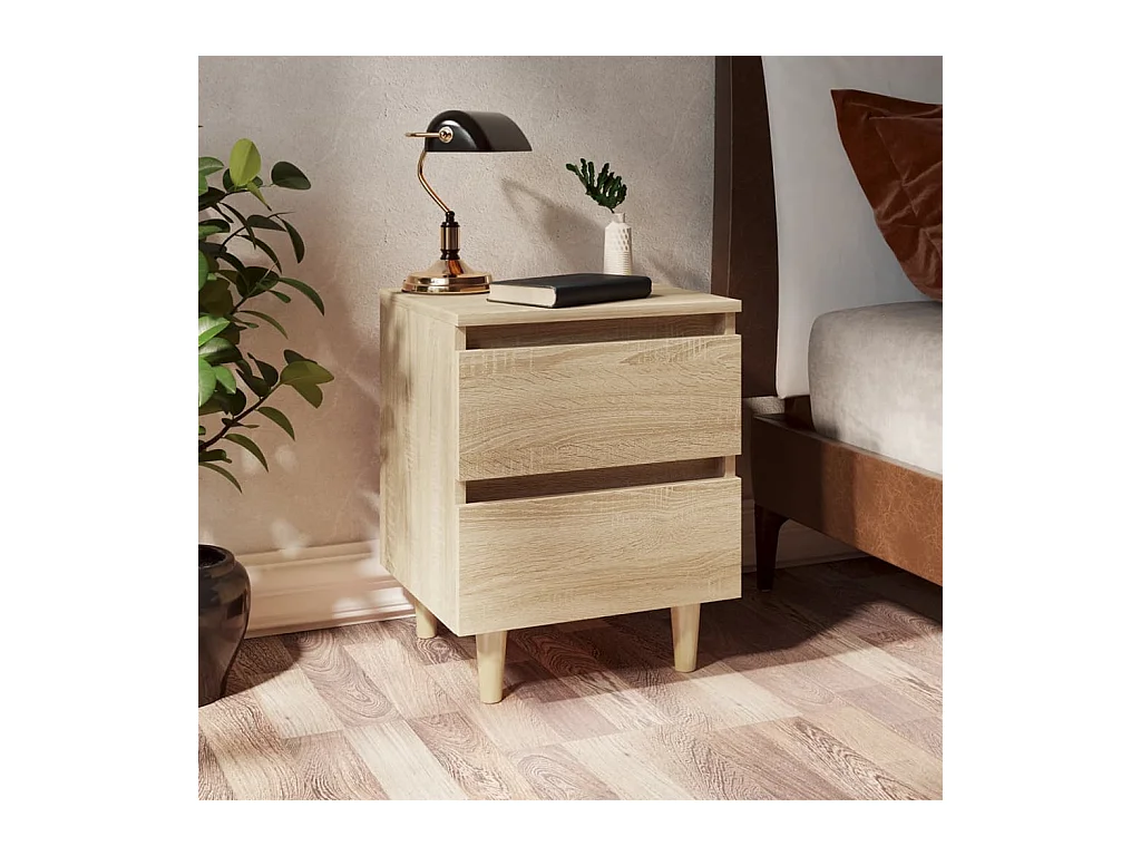 Table de chevet avec pieds en pin Chêne sonoma 40x35x50 cm GHR70967