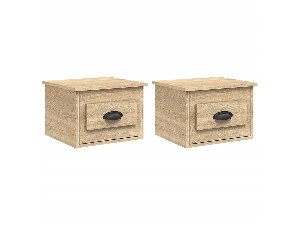 Lot de 2 Tables de chevet murales chêne sonoma 41,5x36x28 cm GHR91694