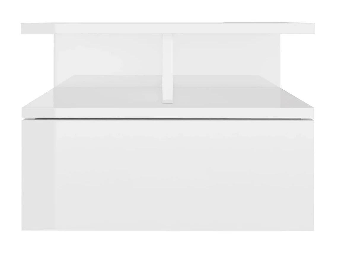 Lot de 2 Tables de chevet Blanc brillant 40x31x27 cm Aggloméré GHR99985