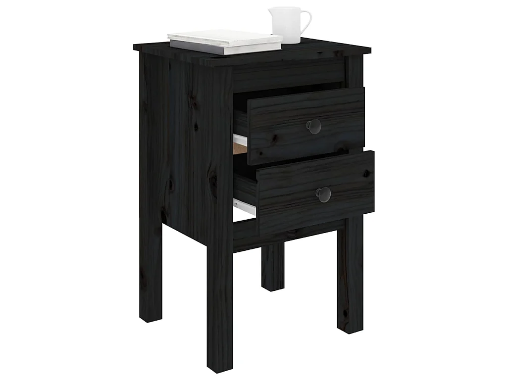 Mesas de cabeceira 2 pcs 40x35x61,5 cm pinho maciço preto PT59431