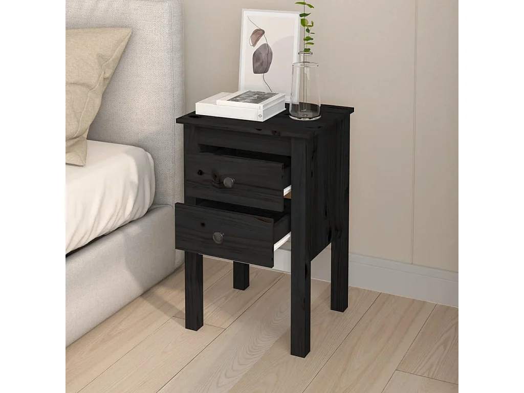 Mesas de cabeceira 2 pcs 40x35x61,5 cm pinho maciço preto PT59431