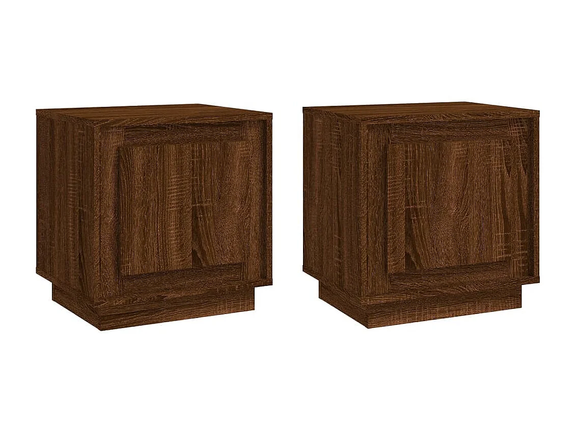 Lote de 2 Mesitas de noche madera contrachapada marrón roble 44x35x45cm ES32040
