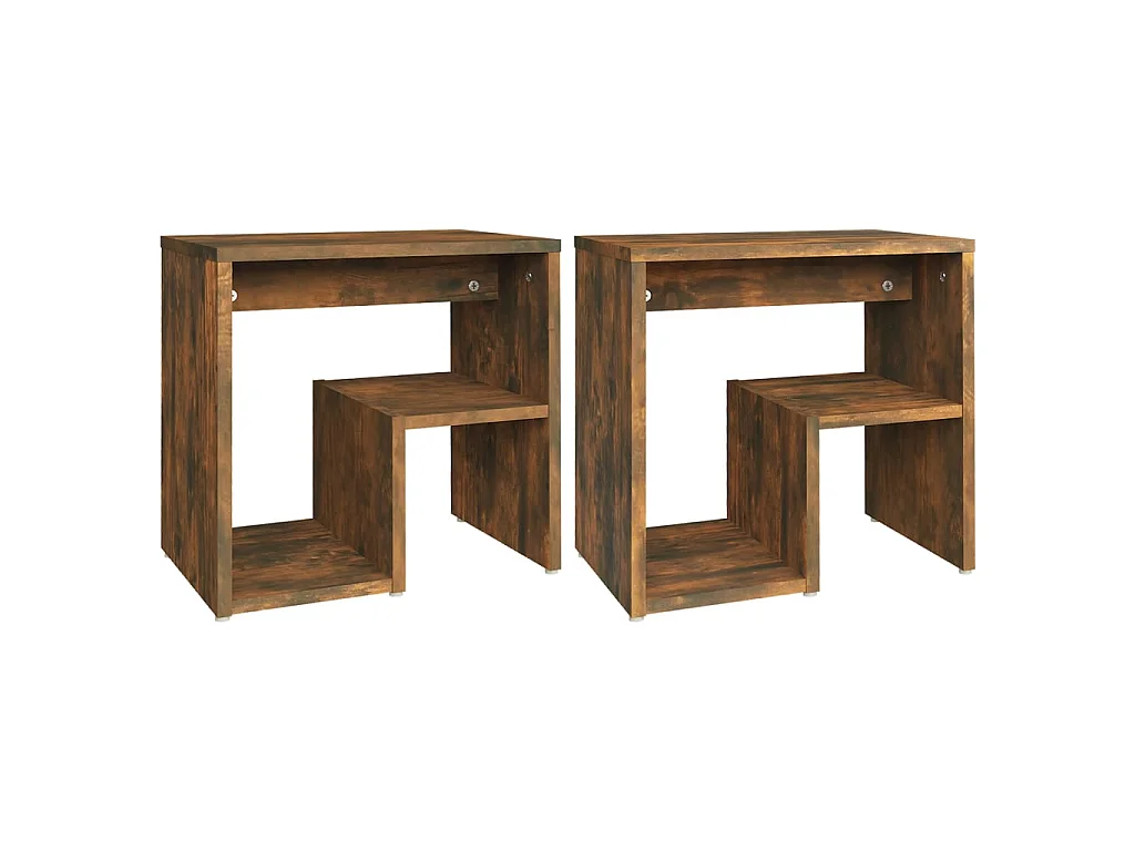 Mesas cabeceira 2 pcs 40x30x40 cm madeira proc. carvalho fumado PT93465