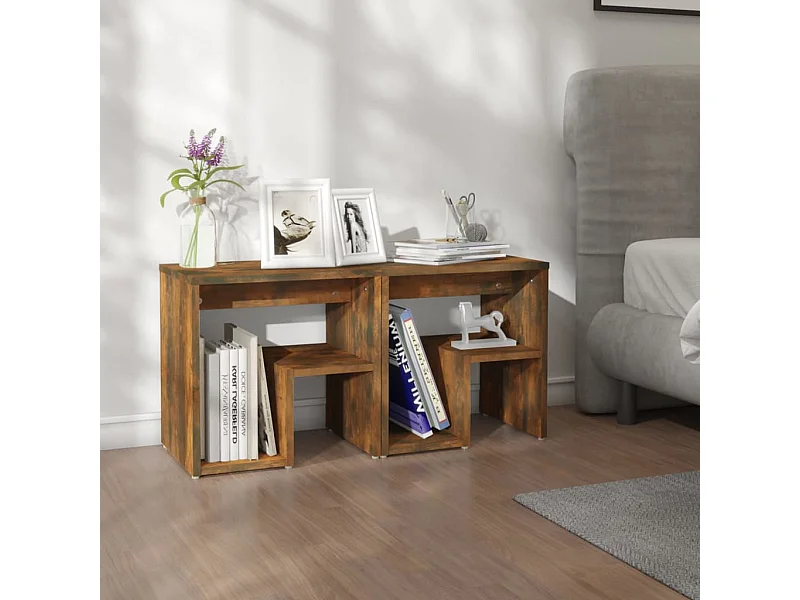 Nachtkastjes 2 st 40x30x40 cm bewerkt hout gerookt eikenkleurig NL64914