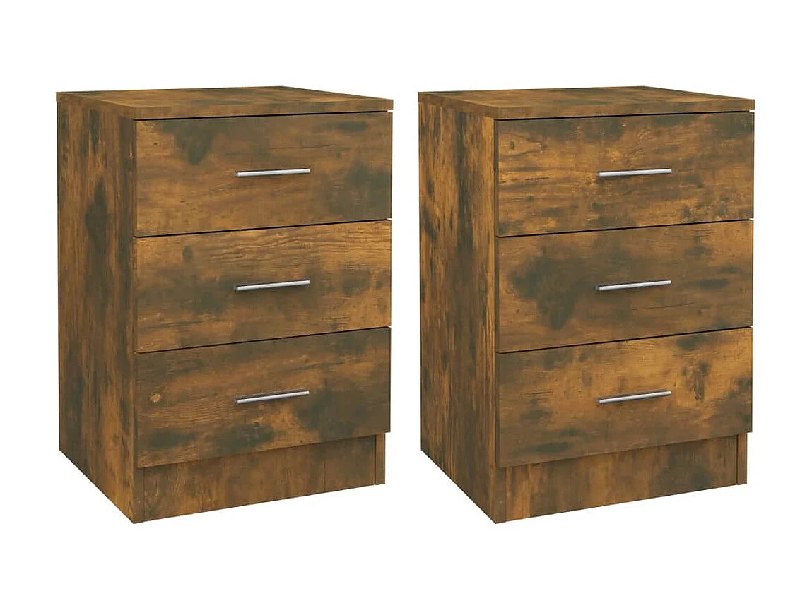 Mesa de cabeceira 2 pcs 38x35x56 cm madeira cor carvalho fumado PT64354