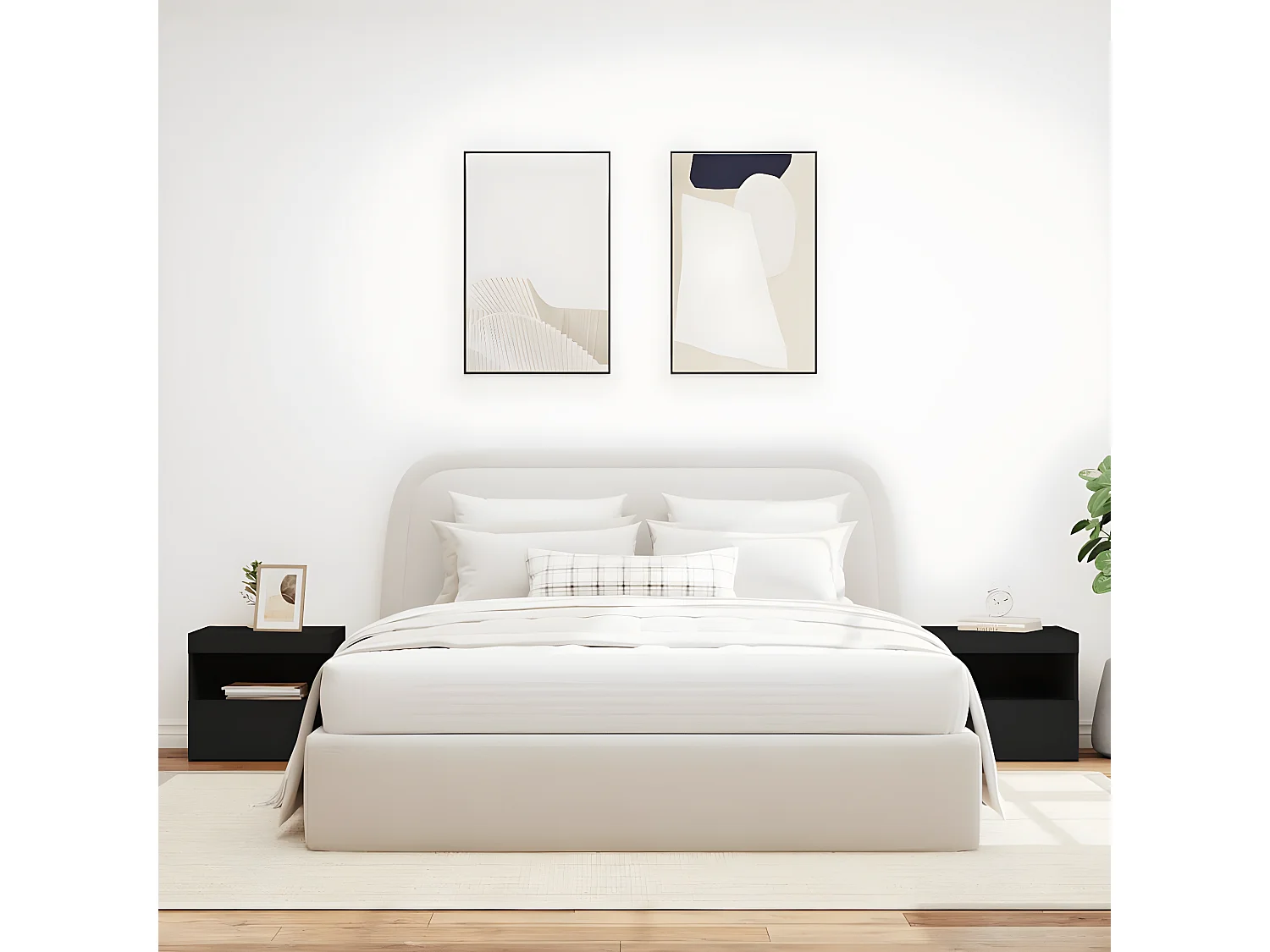 Lot de 2 Tables de chevet avec lumières LED noir 50x40x45 cm GHR19425