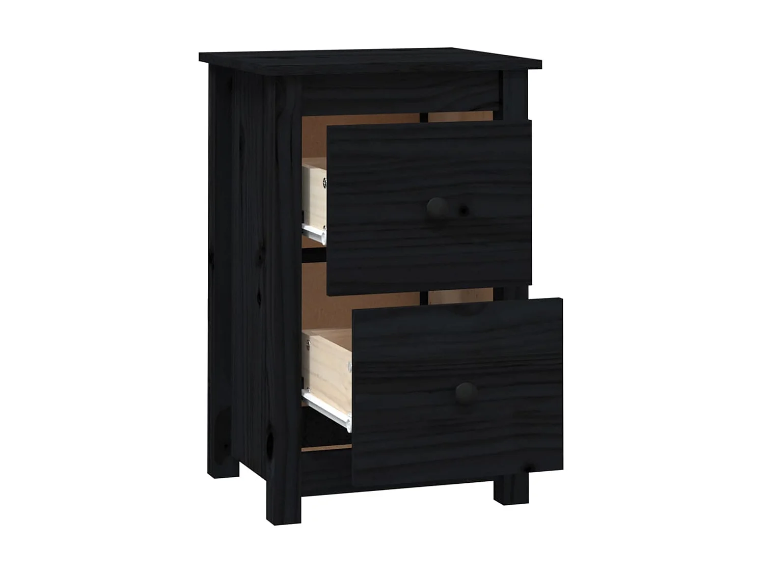 Nachtkastjes 2 st 40x35x61,5 cm massief grenenhout zwart NL53318