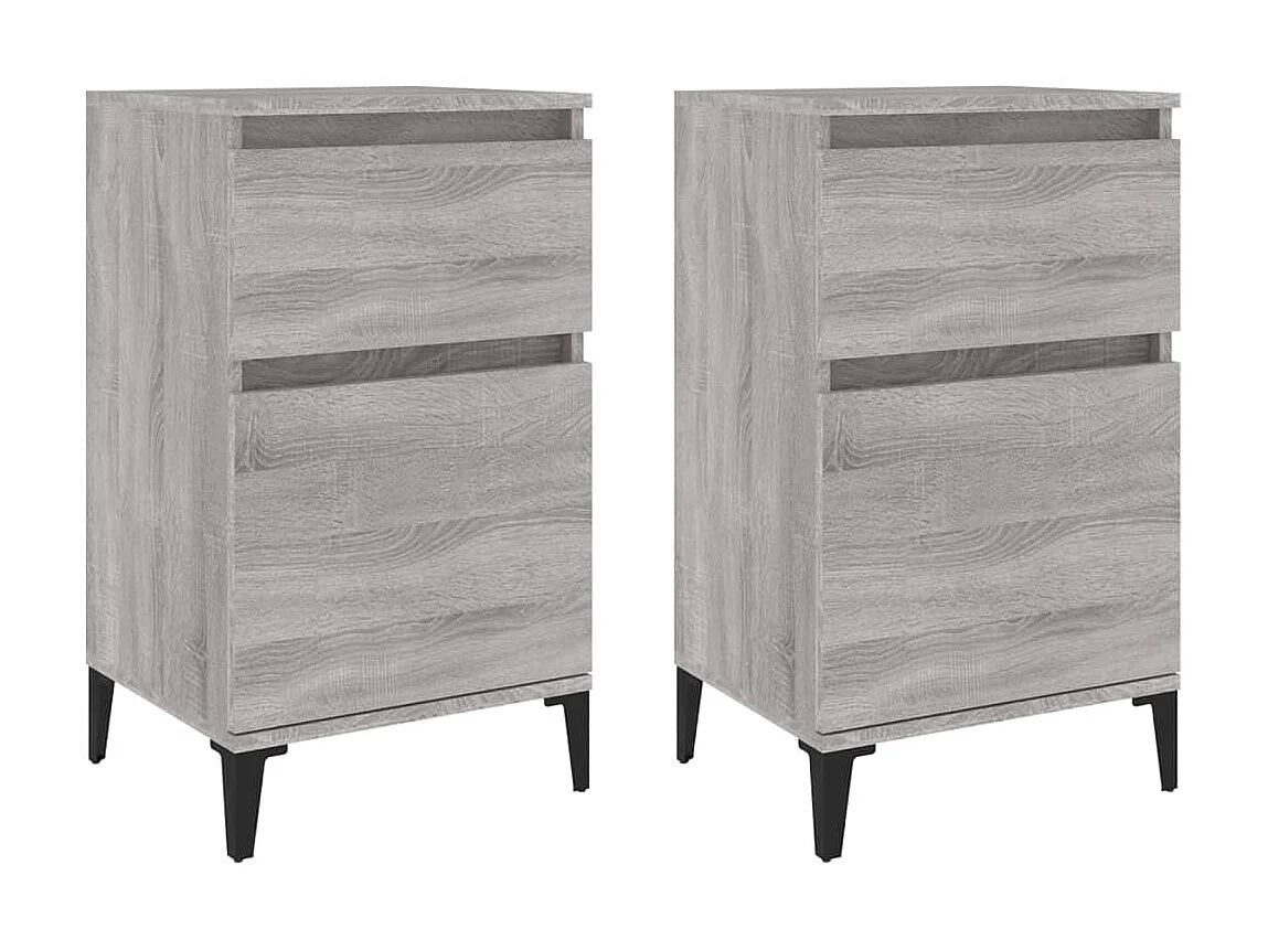 Lot de 2 Tables de chevet sonoma gris 40x35x70 cm GHR23480