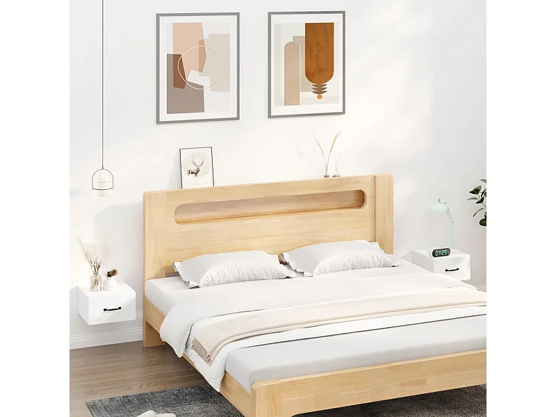 Lot de 2 Tables de chevet murales blanc 35x35x20 cm GHR97002