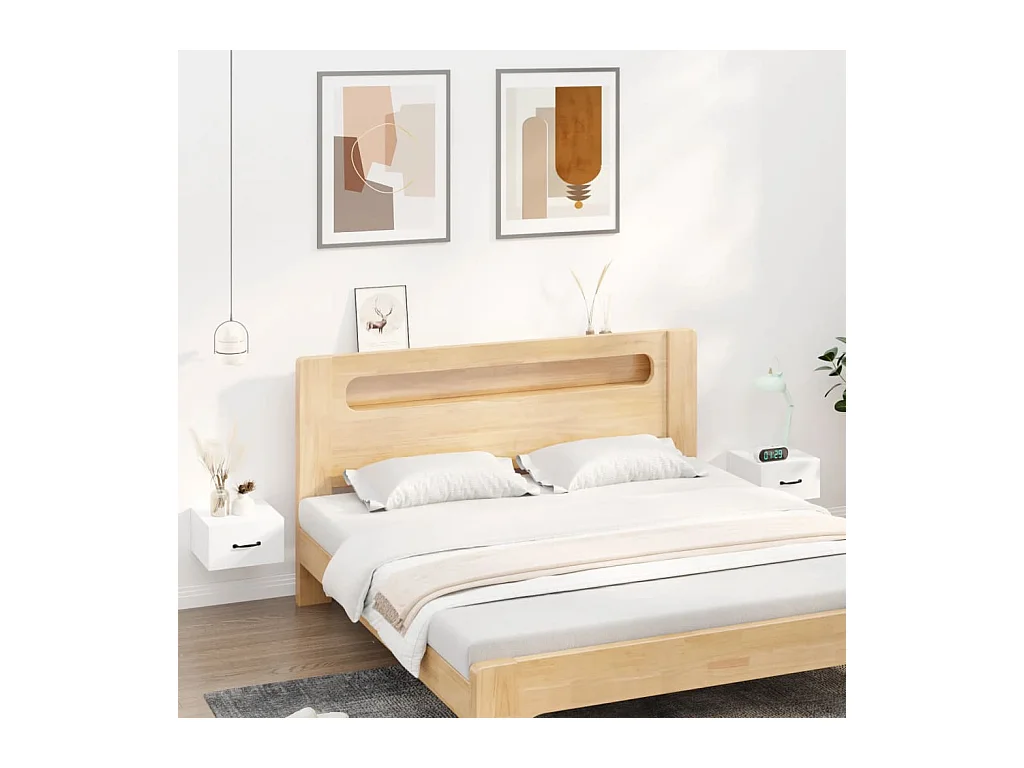Lot de 2 Tables de chevet murales blanc 35x35x20 cm GHR97002