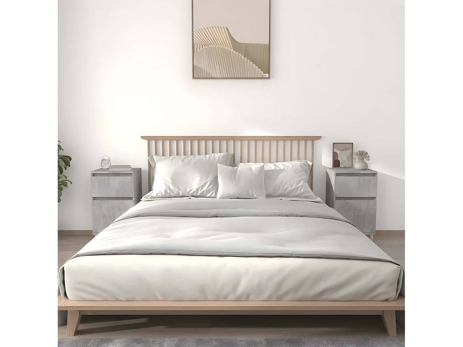 Nachtkastjes 2 st 40x35x70 cm betongrijs NL86371