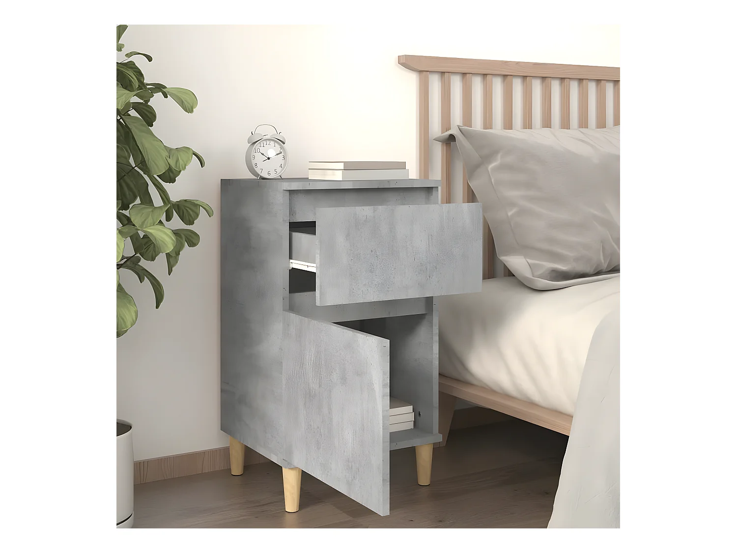 Nachtkastjes 2 st 40x35x70 cm betongrijs NL86371