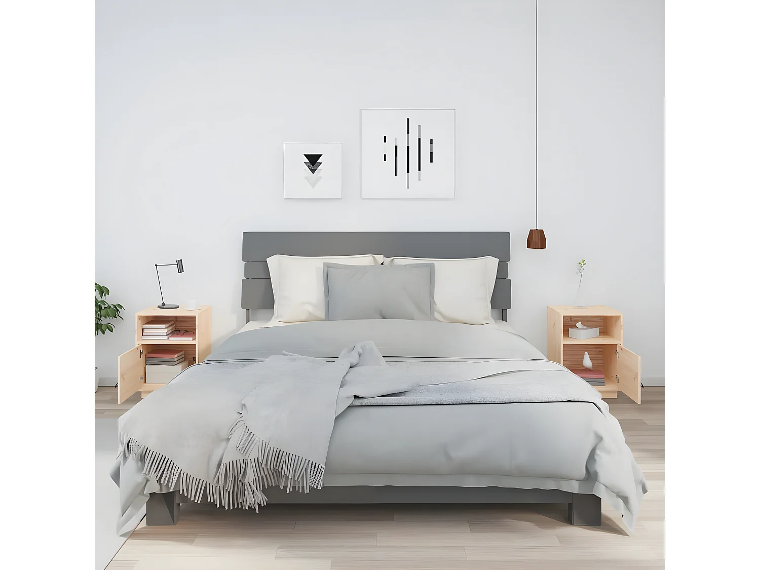 Mesas de cabeceira 2 pcs 40x34x55 cm madeira de pinho maciça PT23726