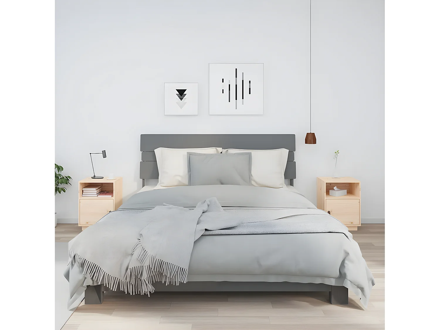 Lot de 2 Tables de chevet 40x34x55 cm Bois de pin massif GHR66241