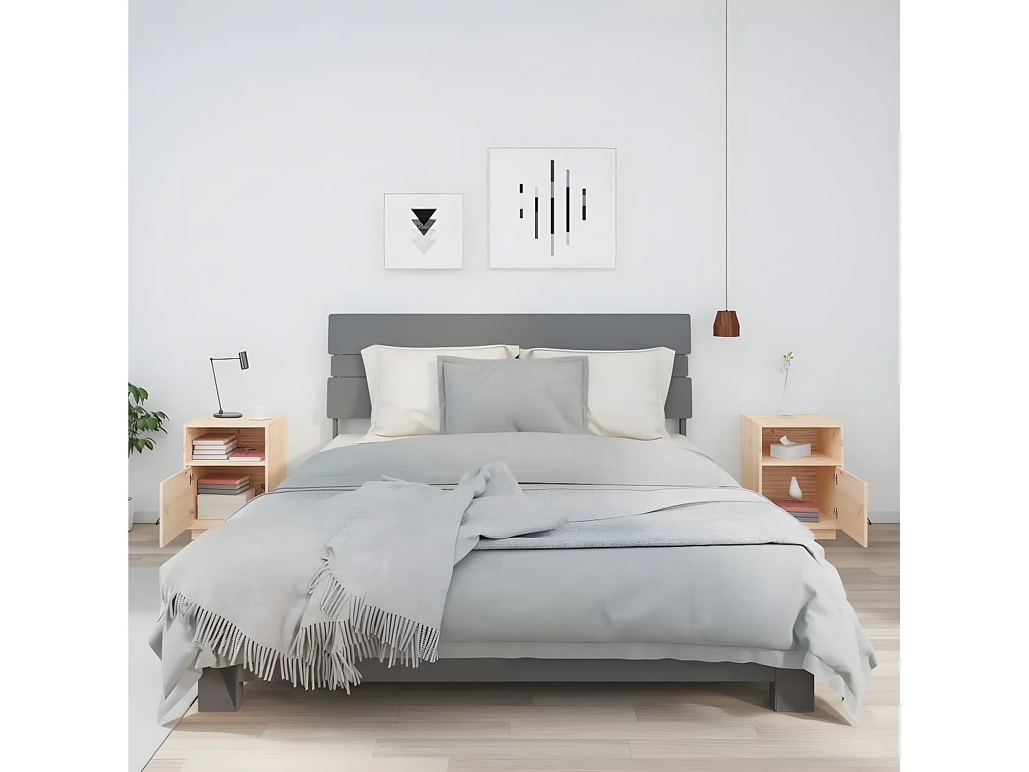 Lot de 2 Tables de chevet 40x34x55 cm Bois de pin massif GHR66241