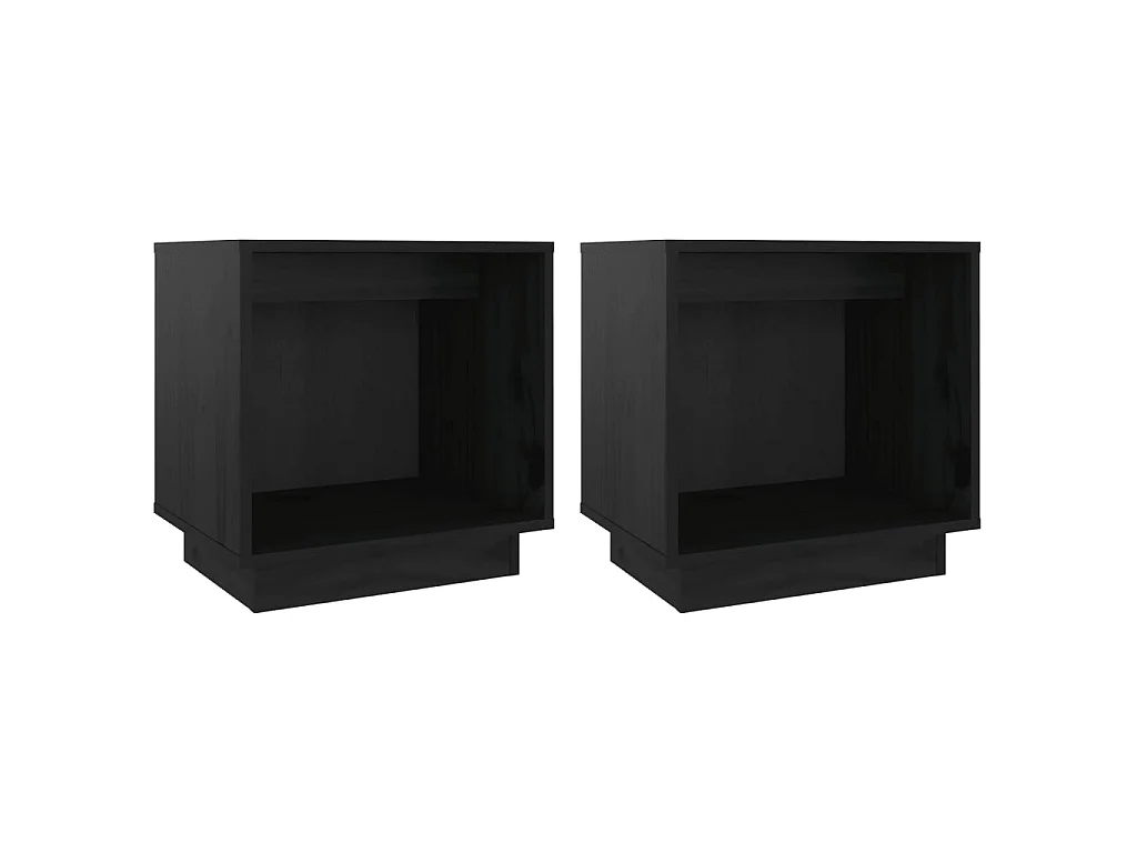 Lot de 2 Tables de chevet Noir 40x30x40 cm Bois de pin solide GHR34550