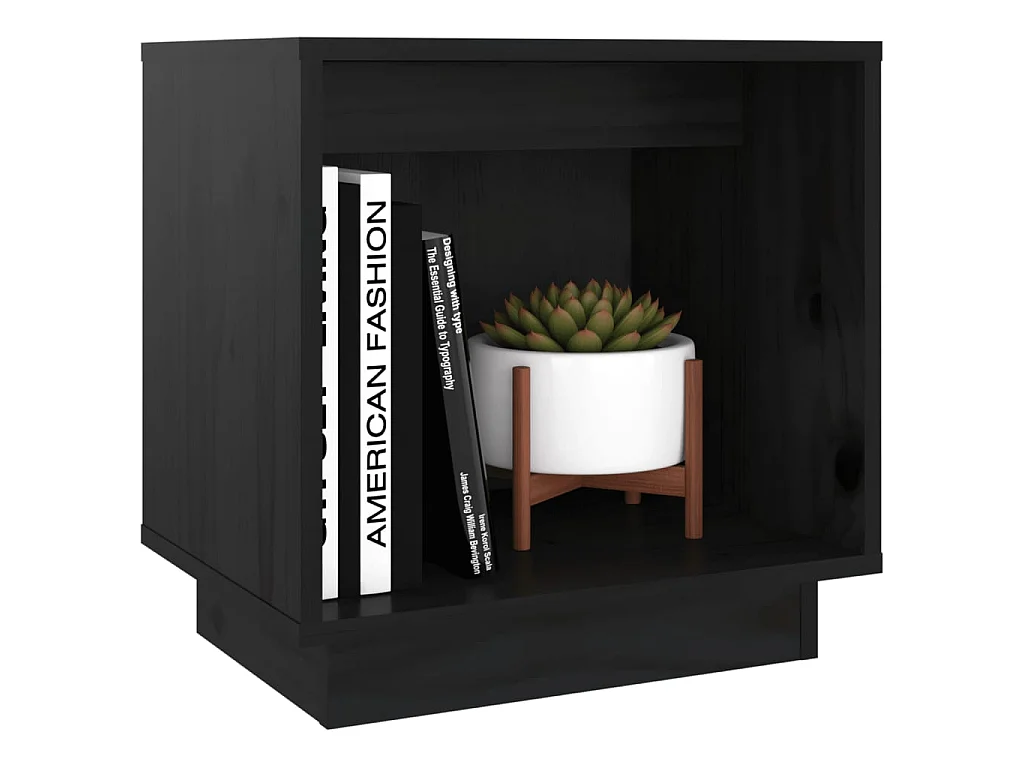 Lot de 2 Tables de chevet Noir 40x30x40 cm Bois de pin solide GHR34550