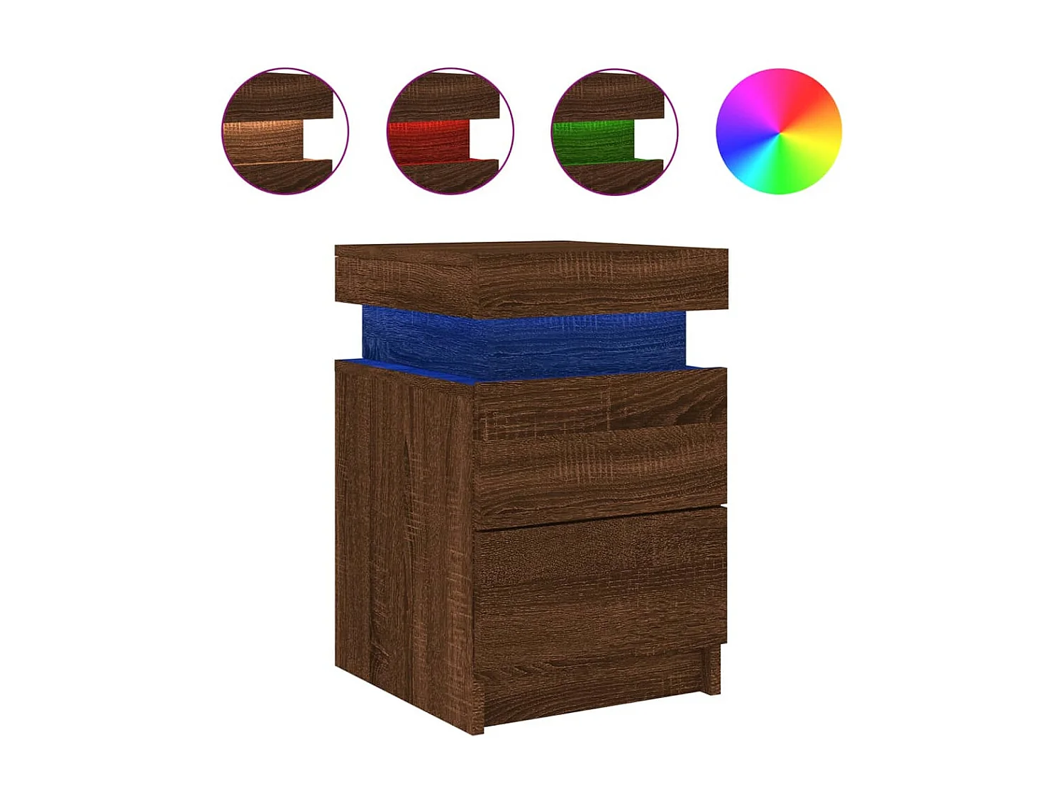 Table de chevet avec lumières LED chêne marron 35x39x55 cm GHR91194