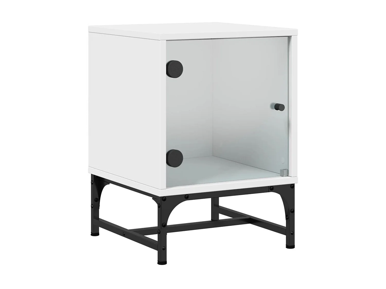 Lot de 2 Tables de chevet avec portes en verre blanc 35x37x50 cm GHR92884