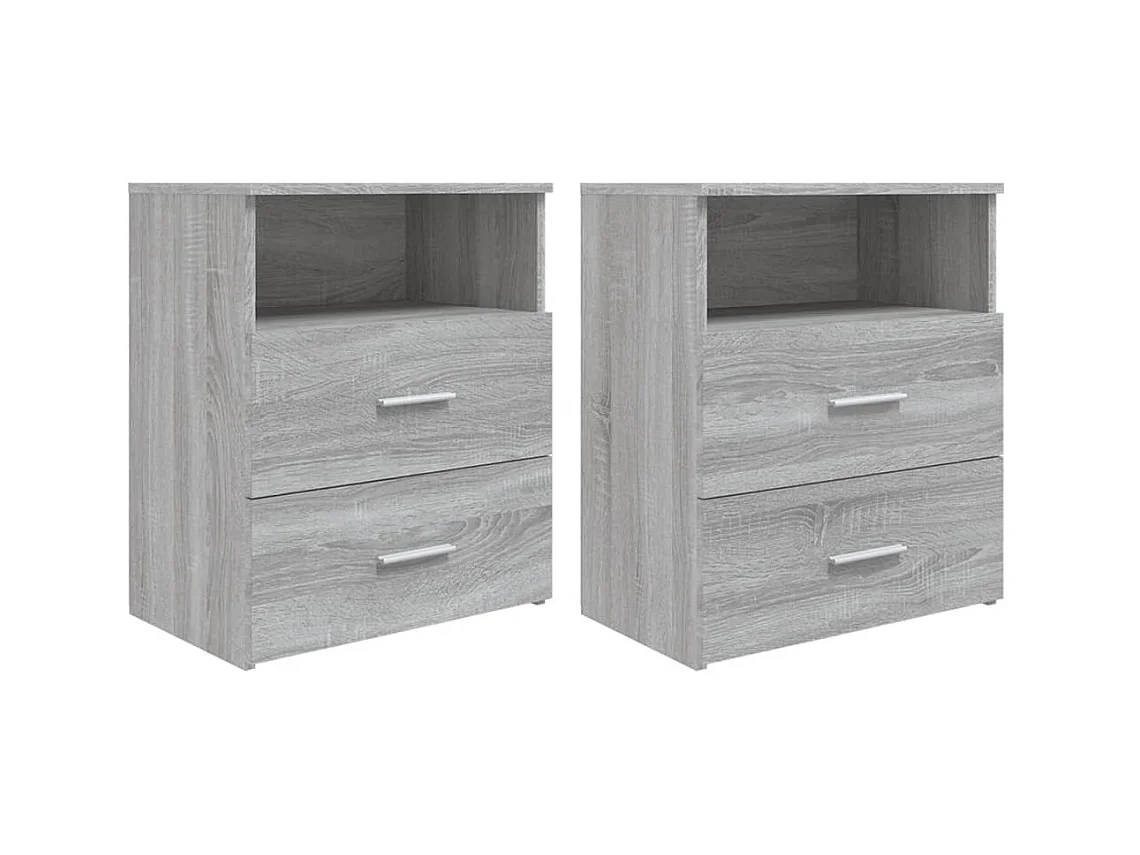Lote de 2 Mesitas de noche gris sonoma 50x32x60 cm ES84325
