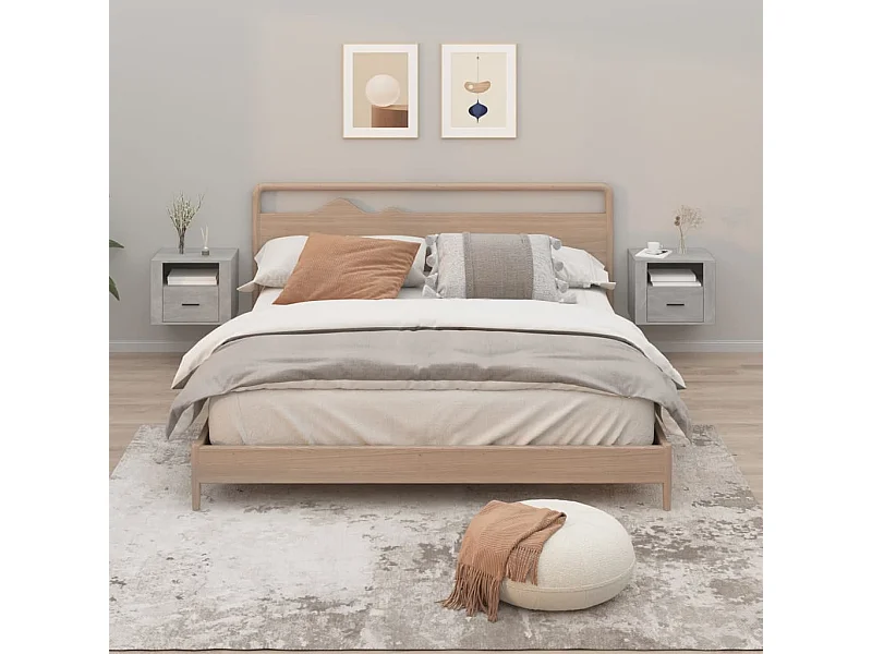 Mesas de cabeceira de parede 2 pcs 50x36x40 cm cinzento cimento PT90159