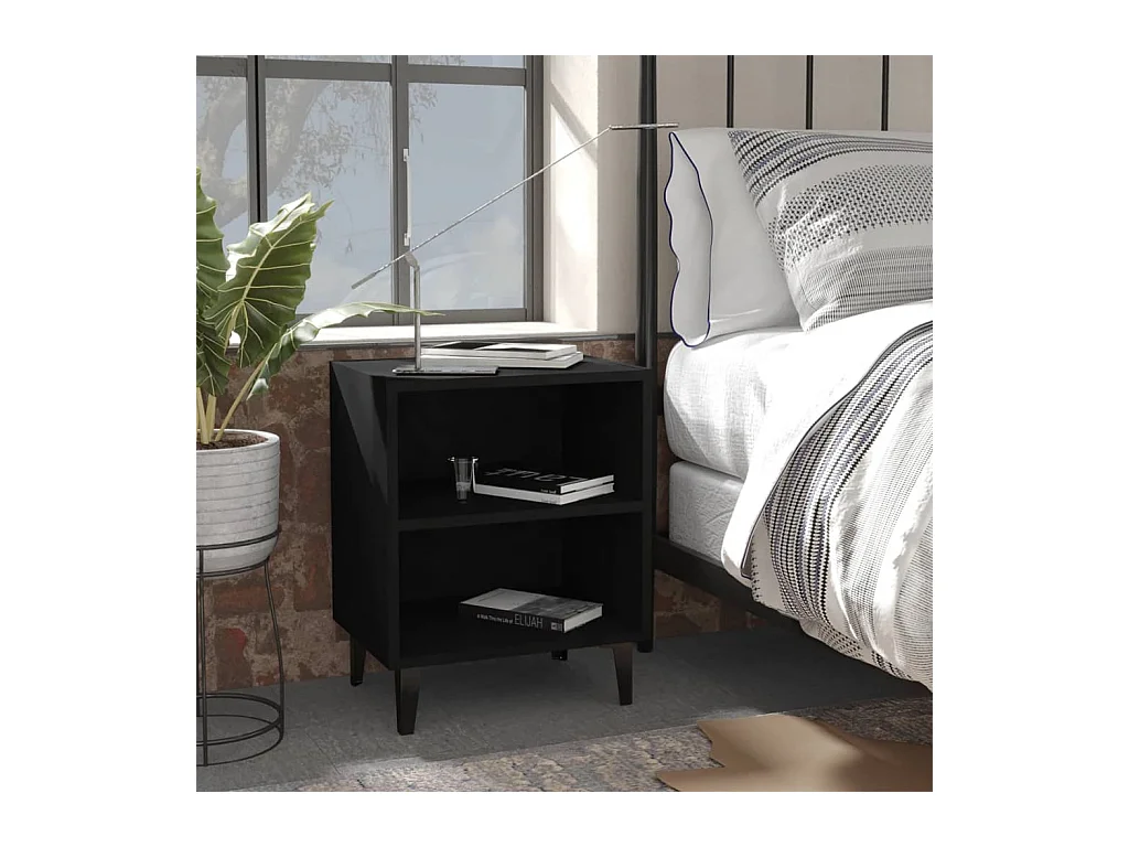 Nachtkastjes 2 st met metalen poten 40x30x50 cm zwart NL82374