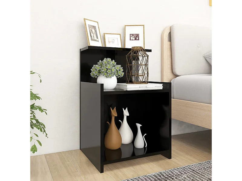 Lot de 2 Tables de chevet Noir 40x35x60 cm Aggloméré GHR14886