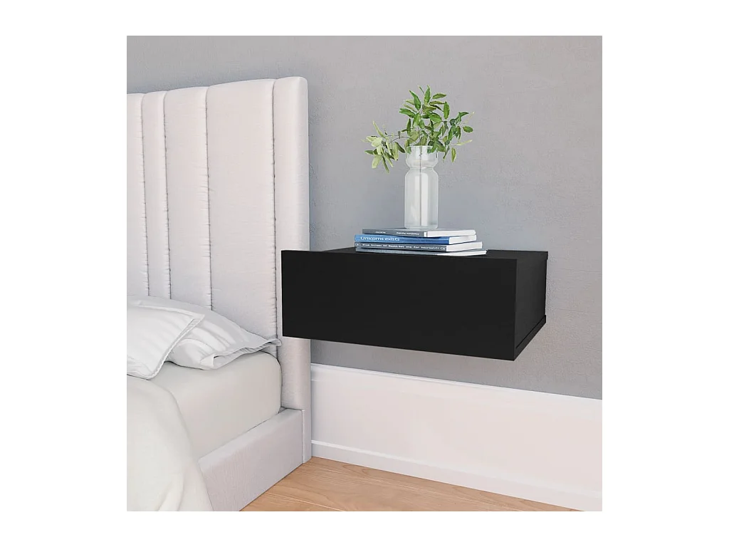Lot de 2 Tables de chevet flottantes Noir 40x30x15 cm GHR63778