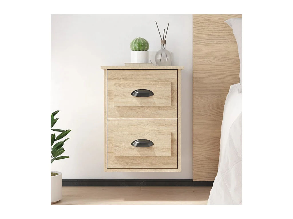 Lot de 2 Tables de chevet murales chêne sonoma 41,5x36x53 cm GHR17769